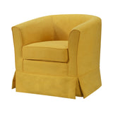 Tucker Yellow 28"W Woven Fabric Swivel Barrel Chair