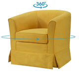 Tucker Yellow 28"W Woven Fabric Swivel Barrel Chair
