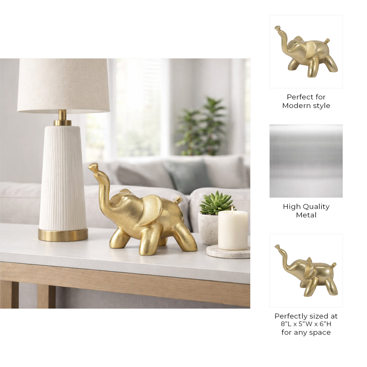 Bealville Gold Metal Decorative Baloon Elephant