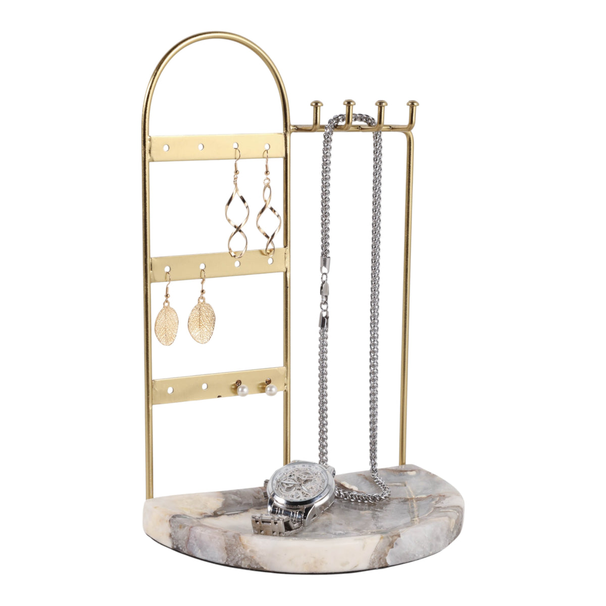 Luzon Gold/White Agate and Metal Jewelry Organizer