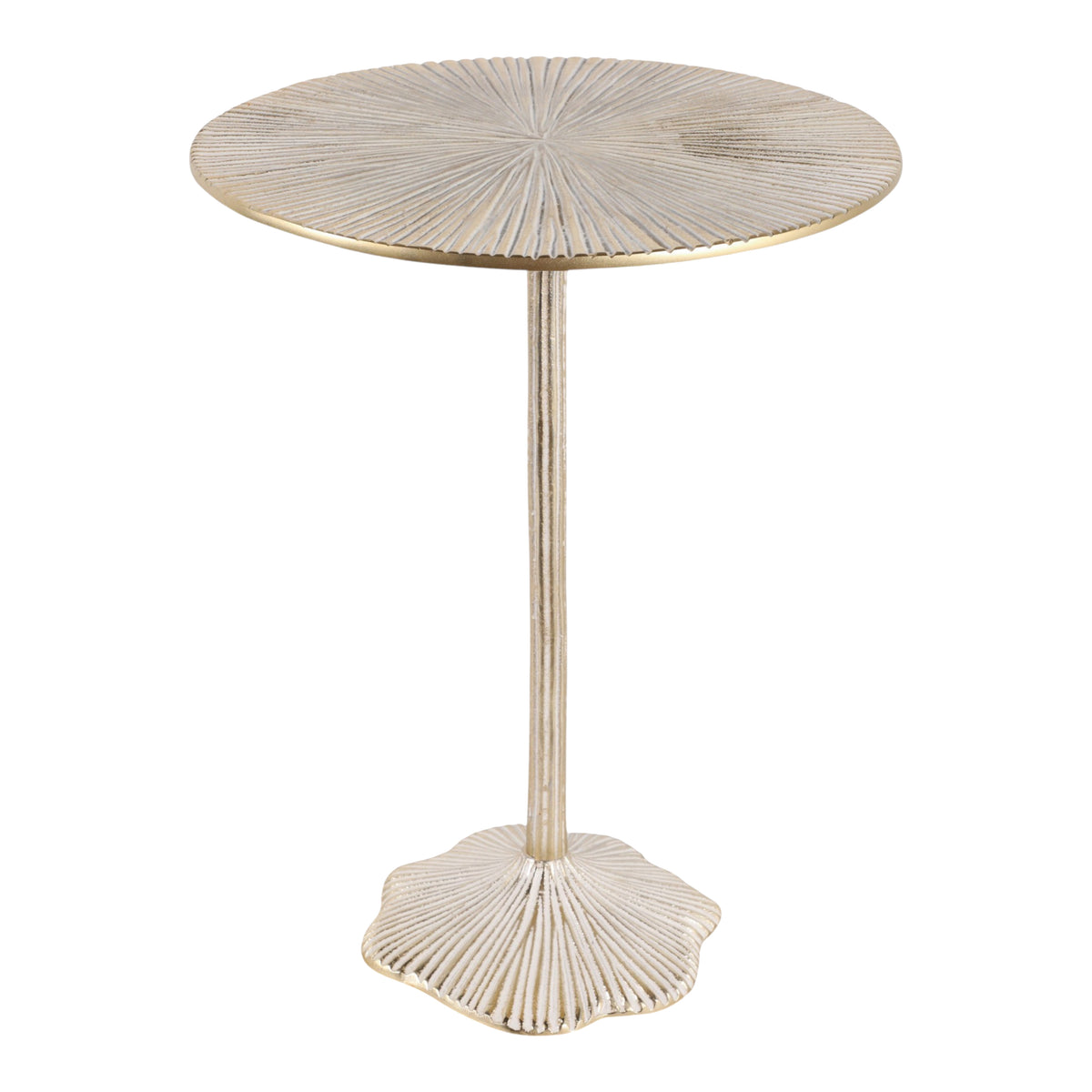Bostonia Gold/White Etched Metal Coastal Side Table