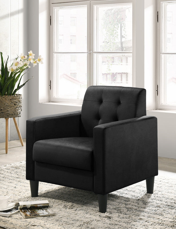 Hale Black 27.5"W Velvet Accent Armchair