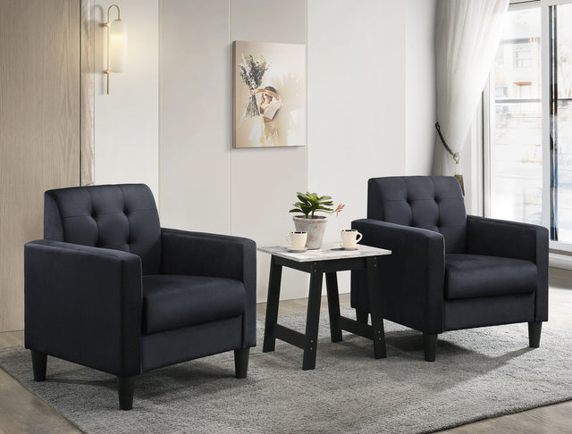 Hale Black Velvet Accent Armchairs & End Table Set