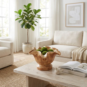 Bowencliff Natural Organic Mungur Wood Bowl on Pedestal