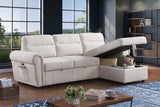 Hugo Beige 97"W Chenille Reversible Sleeper Sectional Sofa with Left-Facing Chaise