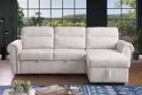 Hugo Beige 97"W Chenille Reversible Sleeper Sectional Sofa with Left-Facing Chaise