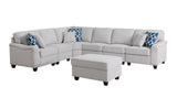 Leo Light Gray 125"W Linen 7-Piece Modular L-Shape Sectional Sofa with Ottoman