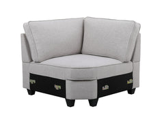 Leo Light Gray 125"W Linen 8-Piece Modular L-Shape Sectional Sofa with Ottoman