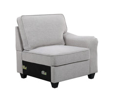 Leo Light Gray 125"W Linen 8-Piece Modular L-Shape Sectional Sofa with Ottoman