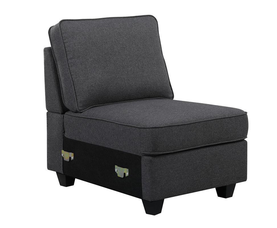 Leo Dark Gray 125"W Linen Modular L-Shape Sectional Sofa with Right-Facing Chaise & Ottoman