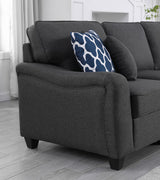 Leo Dark Gray 125"W Linen Modular L-Shape Sectional Sofa with Right-Facing Chaise & Ottoman