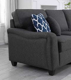Leo Dark Gray 125"W Linen Modular L-Shape Sectional Sofa with Right-Facing Chaise & Ottoman