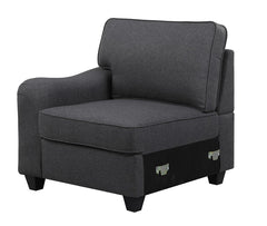 Leo Dark Gray 125"W Linen Modular L-Shape Sectional Sofa with Right-Facing Chaise & Ottoman