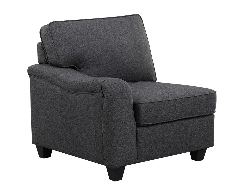 Leo Dark Gray 125"W Linen Modular L-Shape Sectional Sofa with Right-Facing Chaise & Ottoman