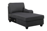 Leo Dark Gray 125"W Linen Modular L-Shape Sectional Sofa with Right-Facing Chaise & Ottoman
