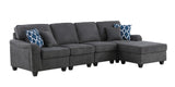 Leo Dark Gray 119"W Woven Fabric 5-Seater Sofa & Ottoman