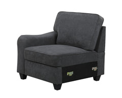 Leo Dark Gray 119"W Woven Fabric 5-Seater Sofa & Ottoman