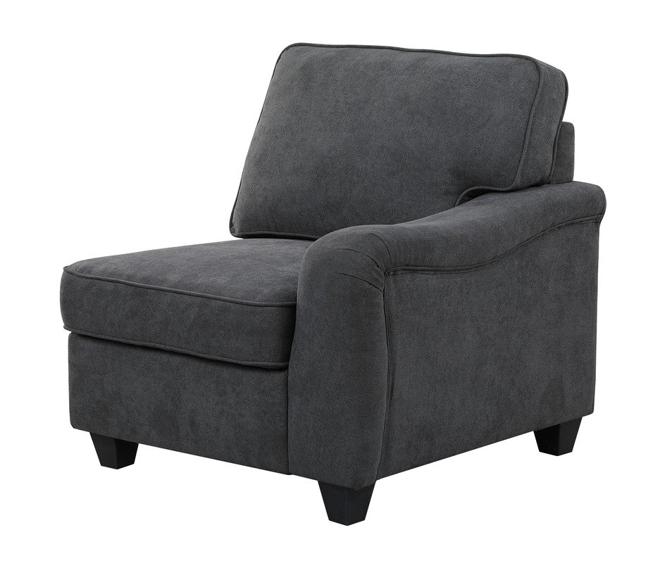 Leo Dark Gray 119"W Woven Fabric 5-Seater Sofa & Ottoman