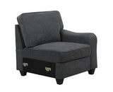 Leo Dark Gray 119"W Woven Fabric 5-Seater Sofa & Ottoman