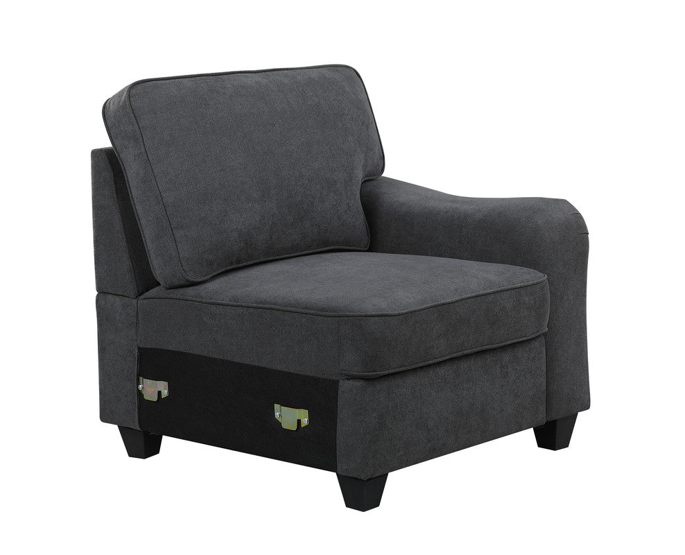 Leo Dark Gray 119"W Woven Fabric 5-Seater Sofa & Ottoman