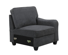 Leo Dark Gray 119"W Woven Fabric 5-Seater Sofa & Ottoman