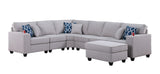 Cooper Light Gray 125"W Linen Reversible L-Shape Sectional Sofa with Ottoman