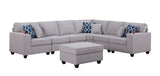 Cooper Light Gray 125"W Linen Reversible L-Shape Sectional Sofa with Ottoman
