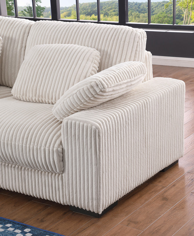 Nadine Beige 155.5"W Corduroy Modular Corner Sectional Sofa with Left-Facing Chaise