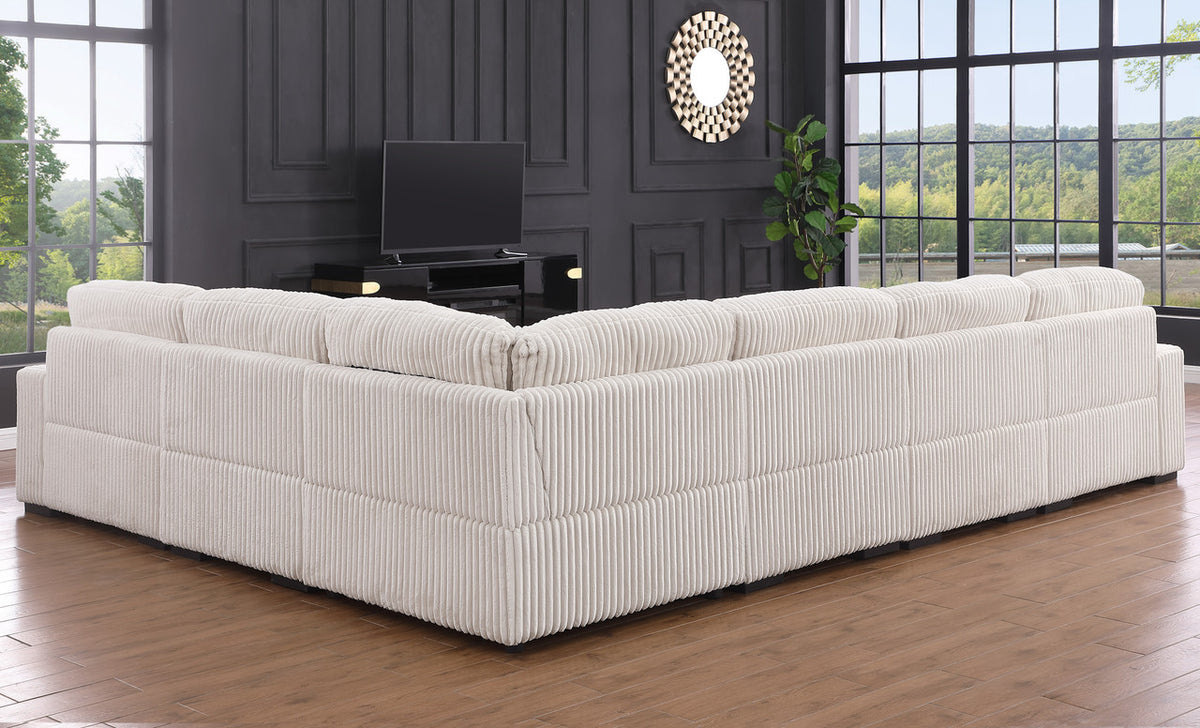 Nadine Beige 155.5"W Corduroy Modular Corner Sectional Sofa with Left-Facing Chaise