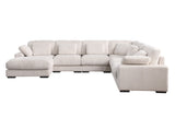 Nadine Beige 155.5"W Corduroy Modular Corner Sectional Sofa with Left-Facing Chaise