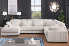 Nadine Beige 155.5"W Corduroy Modular Corner Sectional Sofa with Left-Facing Chaise
