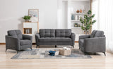 Callie Gray Woven Fabric Sofa, Loveseat & Chair Set