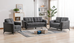 Callie Gray Woven Fabric Sofa, Loveseat & Chair Set