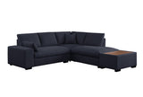 Joshua Dark Gray 100"W Woven Fabric Sectional Sofa with Right-Facing Chaise & Ottoman