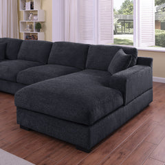 Celine Charcoal 128"W Chenille Corner Sectional Sofa with Right-Facing Chaise