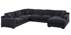 Celine Charcoal 128"W Chenille Corner Sectional Sofa with Right-Facing Chaise