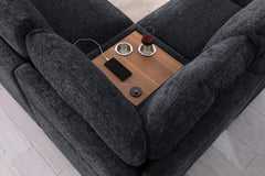 Celine Charcoal 141.5"W Chenille Corner Sectional Sofa with Right-Facing Chaise