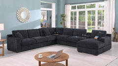 Celine Charcoal 141.5"W Chenille Corner Sectional Sofa with Right-Facing Chaise
