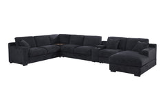 Celine Charcoal 141.5"W Chenille Corner Sectional Sofa with Right-Facing Chaise