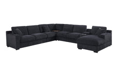 Celine Charcoal 141.5"W Chenille Corner Sectional Sofa with Right-Facing Chaise