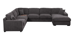 Celine Gray 128"W Chenille Corner Sectional Sofa with Right-Facing Chaise