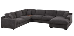 Celine Gray 128"W Chenille Corner Sectional Sofa with Right-Facing Chaise