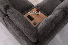 Celine Gray 141.5"W Chenille Corner Sectional Sofa with Right-Facing Chaise