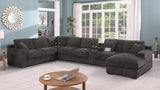 Celine Gray 141.5"W Chenille Corner Sectional Sofa with Right-Facing Chaise
