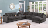 Celine Gray 141.5"W Chenille Corner Sectional Sofa with Right-Facing Chaise