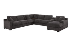 Celine Gray 141.5"W Chenille Corner Sectional Sofa with Right-Facing Chaise