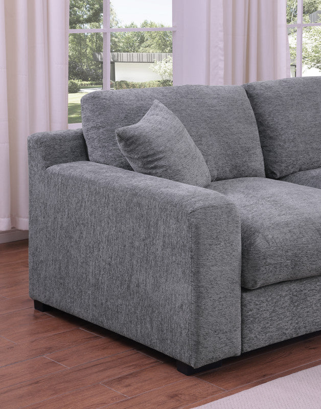 Celine Light Gray 141.5"W Chenille Corner Sectional Sofa with Right-Facing Chaise