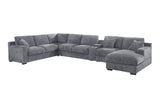 Celine Light Gray 141.5"W Chenille Corner Sectional Sofa with Right-Facing Chaise