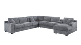 Celine Light Gray 141.5"W Chenille Corner Sectional Sofa with Right-Facing Chaise