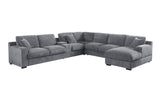 Celine Light Gray 141.5"W Chenille Corner Sectional Sofa with Right-Facing Chaise